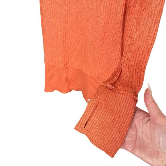 We the Free Small North Shore Thermal Top Waffle Knit Long Sleeve Orange - Picture 6 of 9